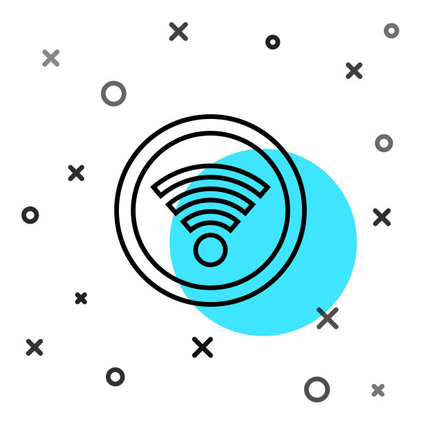 黑线Wi-Fi无线互联网网络符号图标孤立在白色背景上。随机动态形状。向量图片下载