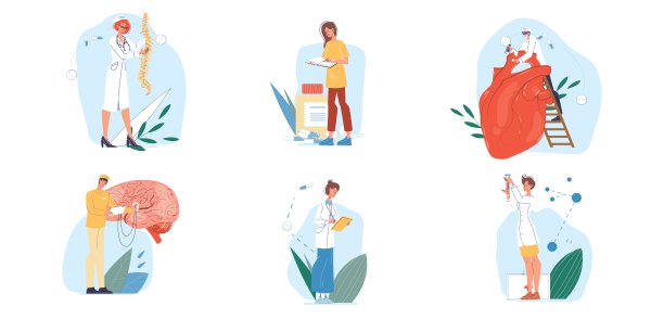 平面卡通人物医生设置矢量插图概念图片下载