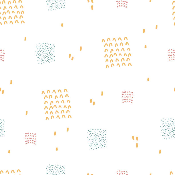 彩色无缝图案标记和墨水与手绘几何元素。背景在极简主义斯堪的纳维亚风格的织物，墙纸，包装纸。矢量图图片下载