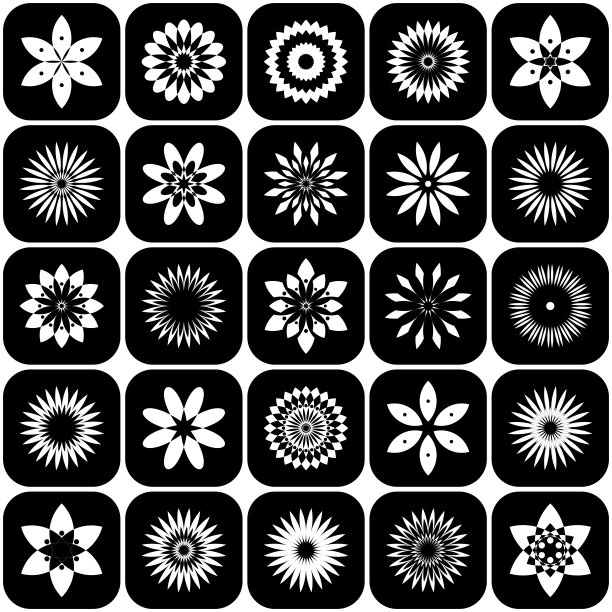 设计元素集。抽象的黑白图标。图片下载