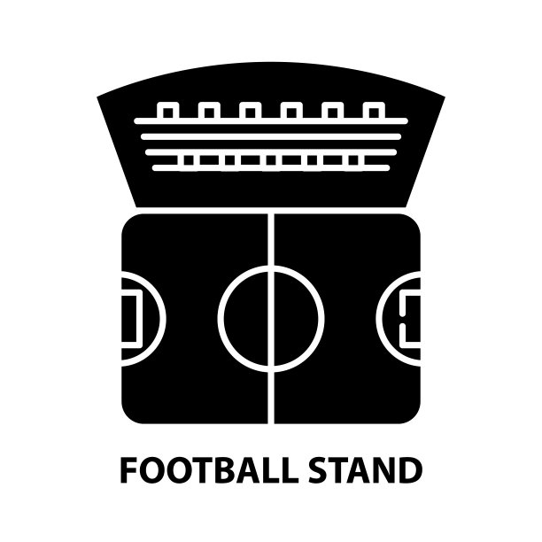 足球站图标，黑色矢量标志与可编辑的笔触，概念插图图片下载