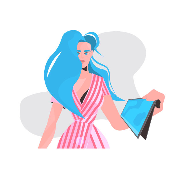 时尚女性用平板电脑的漂亮女孩模特图片下载