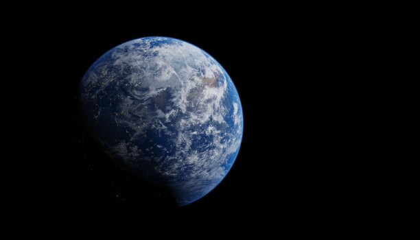 从外太空观看地球，并为您的标题或文本提供复制空间。(3 d插图)图片下载