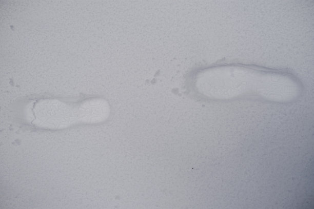 刚下过的蓬松雪地上有男人的脚印图片下载