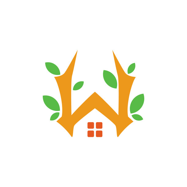 字母w自然房子简单的几何标志图片下载