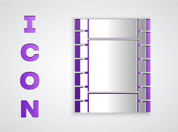 剪纸播放视频图标孤立在灰色图片下载