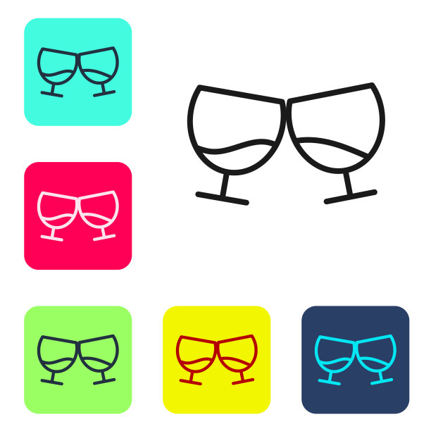 黑线玻璃干邑或白兰地图标孤立图片下载