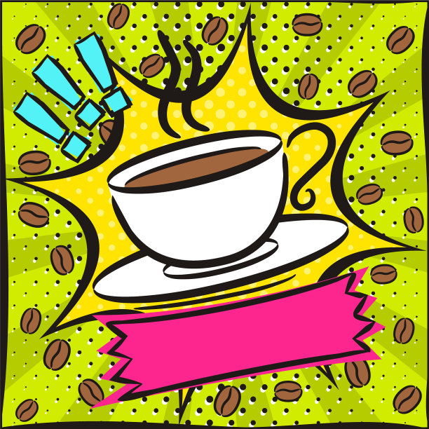 流行艺术风格的卡通咖啡杯图片下载