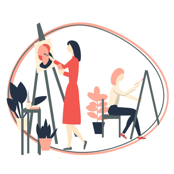 妇女们在画架上创作艺术学校图片下载