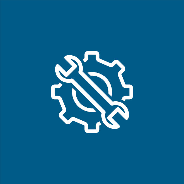 服务工具蓝线图标上的白色背景图片下载