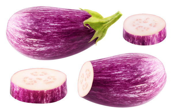 孤立切紫茄子收集图片下载