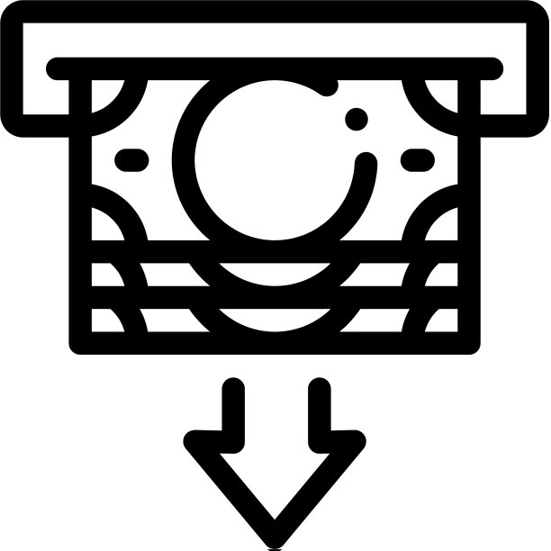 从自动取款机接收钱币图标轮廓图片下载