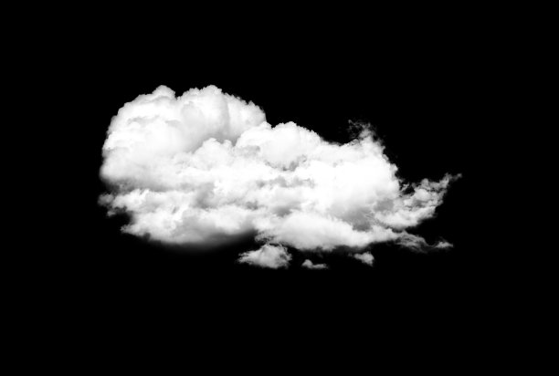 黑色背景上的白色大云。图片下载