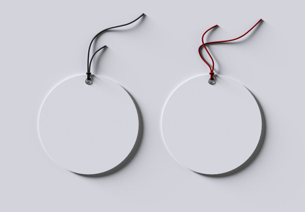 圆形产品标签标签模型。3D渲染。图片下载