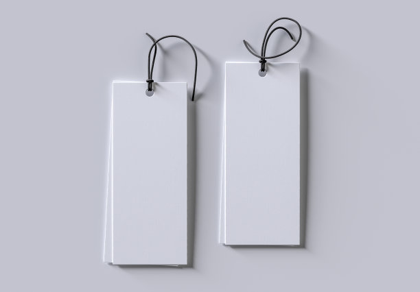 逼真的两件衣服挂标签模型。3D渲染。图片下载