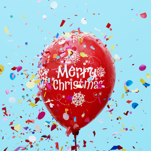用红色气球发短信说圣诞快乐图片下载