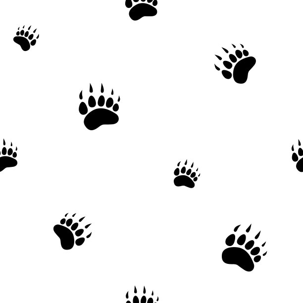 无缝模式与黑熊的痕迹。矢量平面插图。图片下载