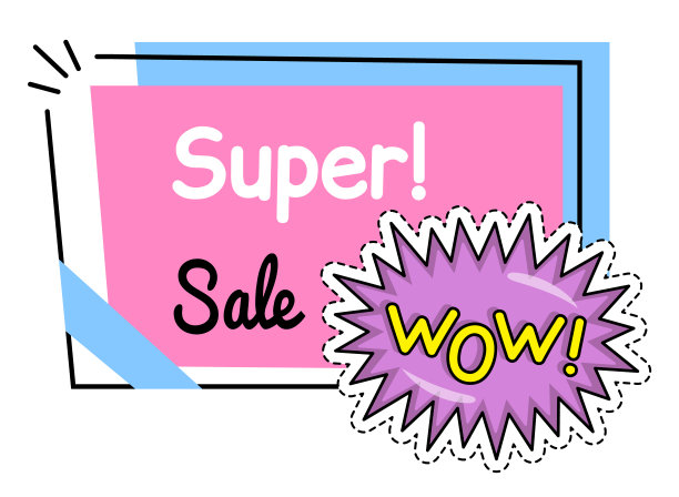 超级销售横幅和哇演讲泡泡。折扣海报模板。大减价特价海报图片下载