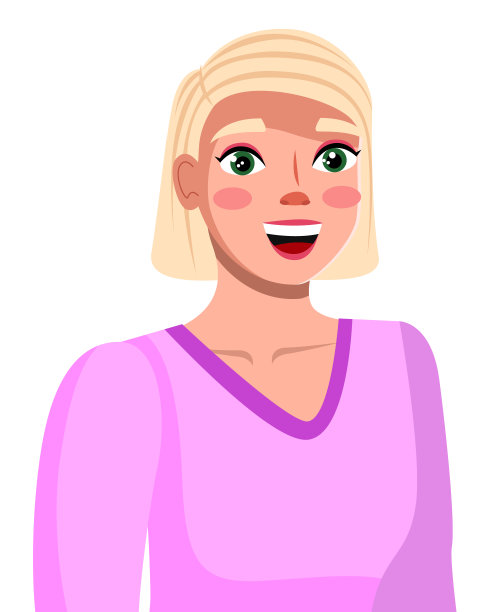 年轻女子的肖像金发穿着粉红色的衬衫。可爱的女孩笑得很开心图片下载