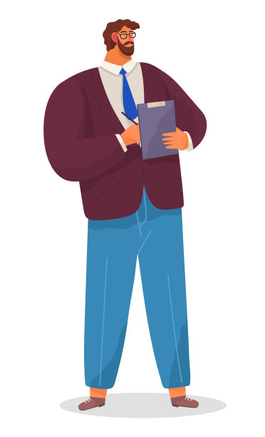 严肃的男人胡子商人穿着正式站在全高度矢量插图图片下载