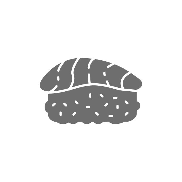 金枪鱼手握寿司，日本料理的灰色图标。图片下载