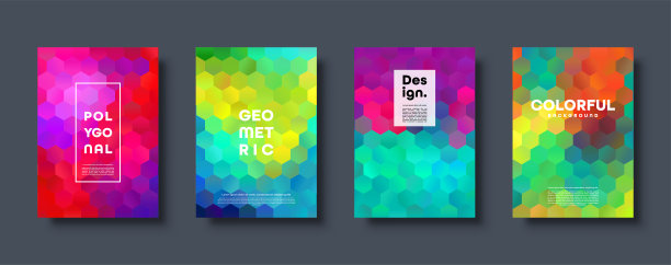 六角形多边形抽象背景。彩色三角形渐变设计。低多边形六角形旗帜。矢量图图片下载