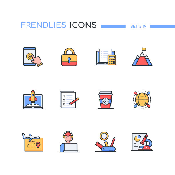 工作流管理-现代线条设计风格图标集图片下载