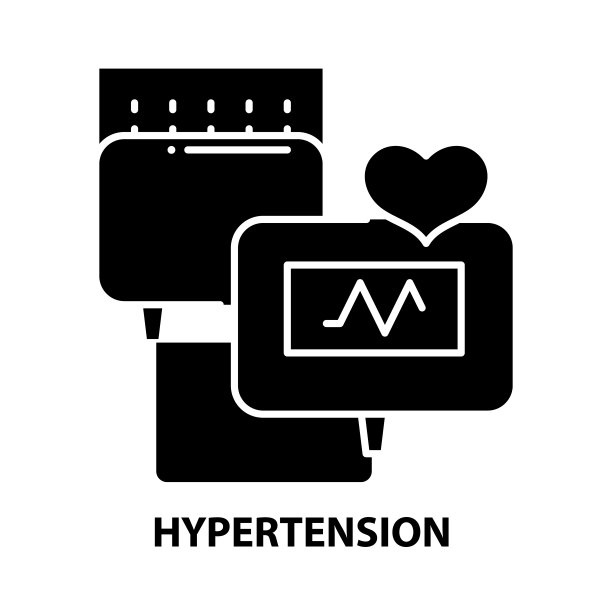高血压图标，黑色矢量符号与可编辑的笔画，概念插图图片下载