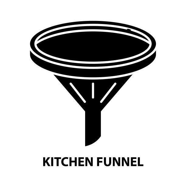 厨房漏斗图标，黑色矢量符号可编辑笔画，概念说明图片下载