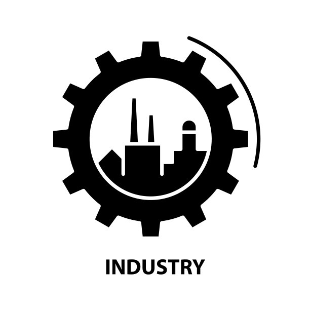 工业图标，黑色矢量符号与可编辑的笔触，概念插图图片下载