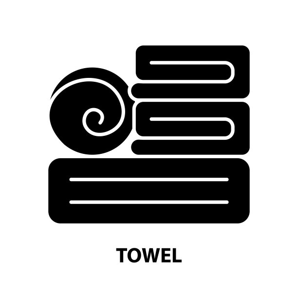毛巾图标，黑色矢量符号与可编辑的笔触，概念插图图片下载