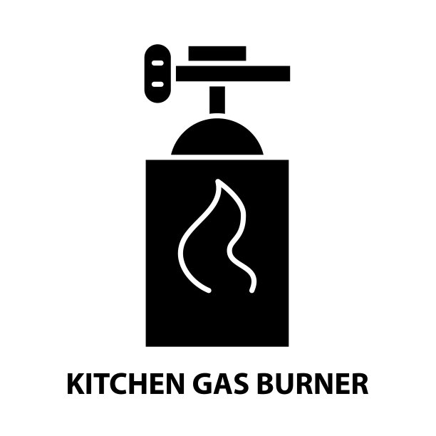 厨房煤气灶图标，黑色矢量符号与可编辑的笔画，概念插图图片下载