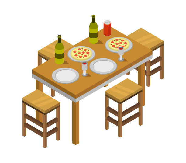 厨房桌子矢量图形插图图片下载