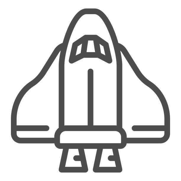 航天飞机玩具线图标，儿童玩具概念，宇宙火箭标志的白色背景，飞船图标轮廓风格的移动概念和网页设计。矢量图形。图片下载