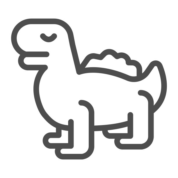 恐龙线图标，儿童玩具概念，白色背景上的霸王龙爬行动物标志，轮廓恐龙玩具图标在移动概念和网页设计的轮廓风格。矢量图形。图片下载