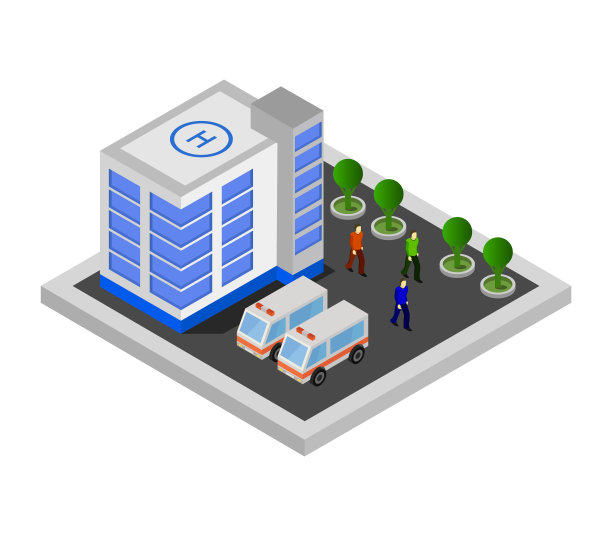 等距医院的背景矢量图形插图图片下载