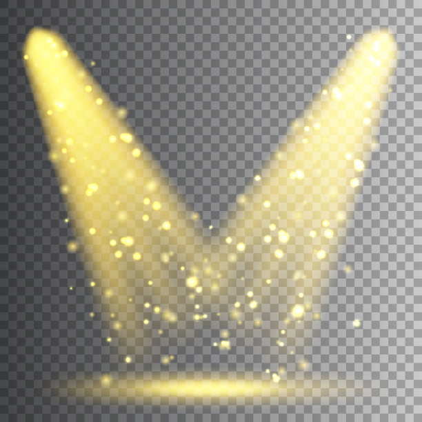 向量的聚光灯下。明亮的圣诞发光的光束着闪闪发光。透明逼真的闪光效果。舞台灯光图片下载