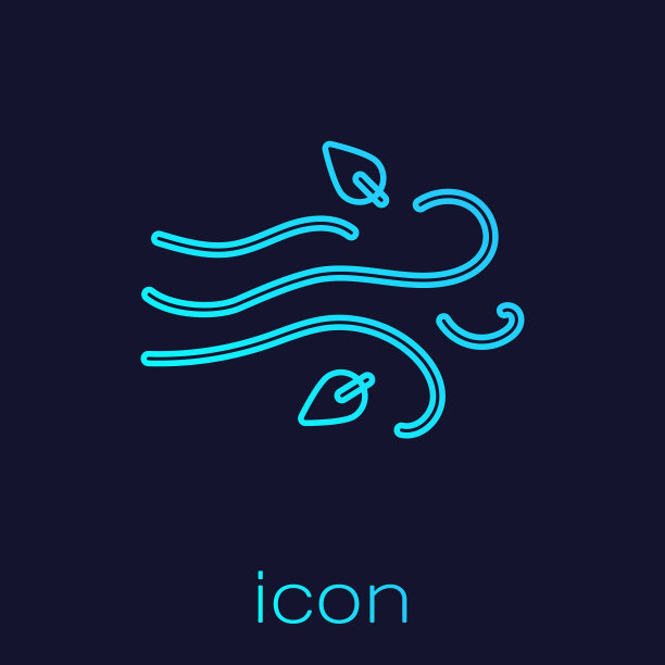 绿松石线风图标孤立在蓝色图片下载