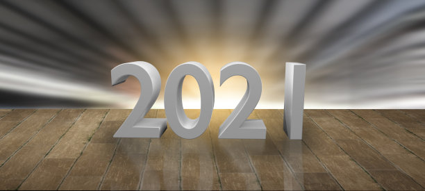 为隐喻技术连接互联网，数字创意创业成功未来工作室道具模型横幅背景2021年新年快乐。图片下载