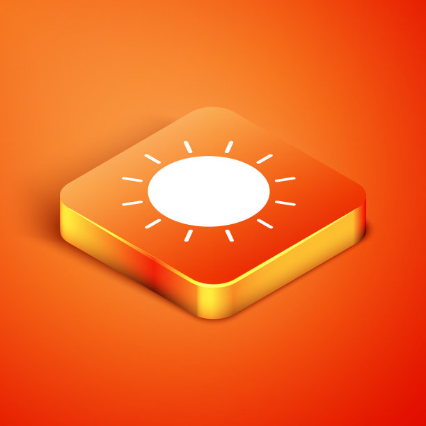 等距太阳图标孤立在橙色背景图片下载