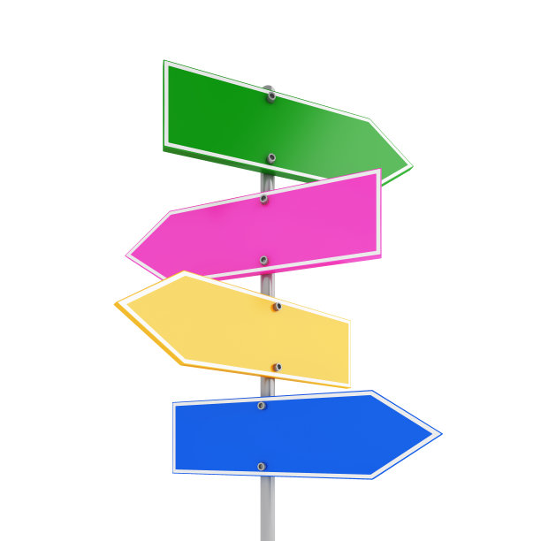 空白路标孤立在白色背景，3D渲染插图图片下载