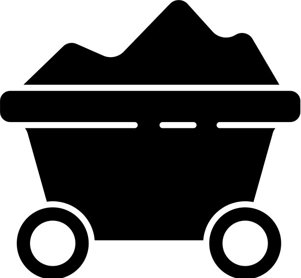 黑色煤矿手推车图标孤立在白色图片下载