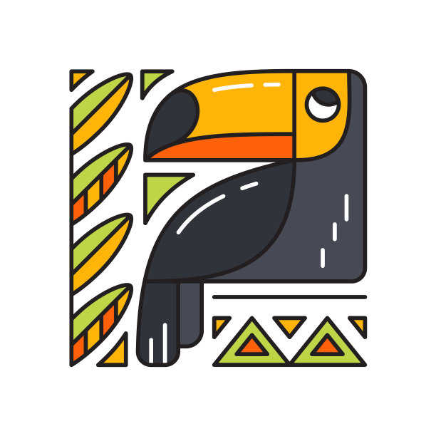 巨嘴鸟色彩印花鲜艳风格化热带图片下载