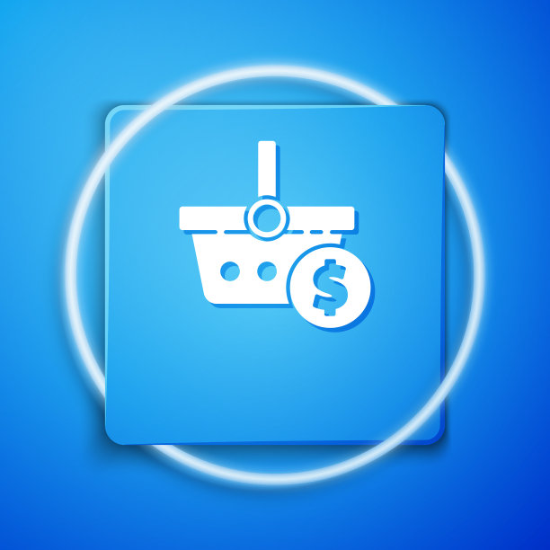 白色购物篮和美元符号图标图片下载