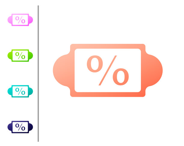 珊瑚折扣百分比标签图标孤立在白色图片下载