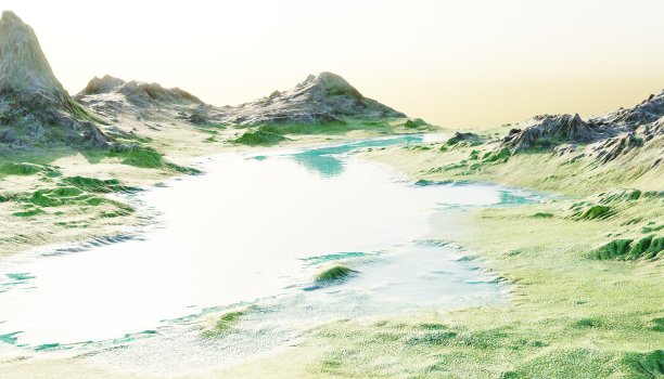 逼真的3D渲染湖图片下载