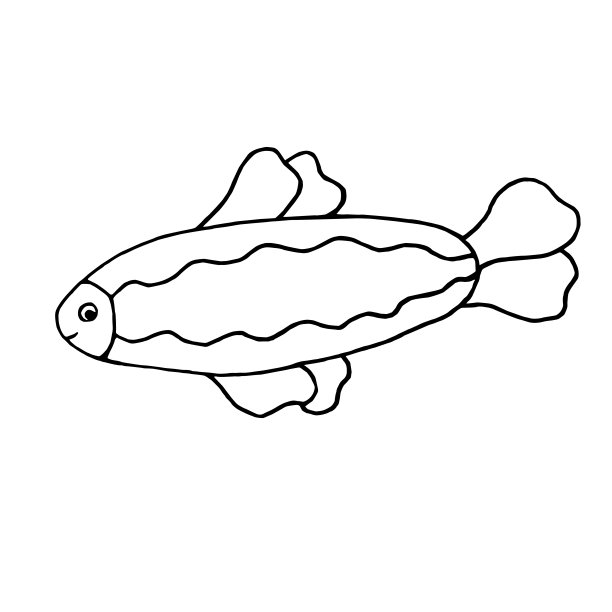 手绘轮廓黑色矢量鱼图片下载
