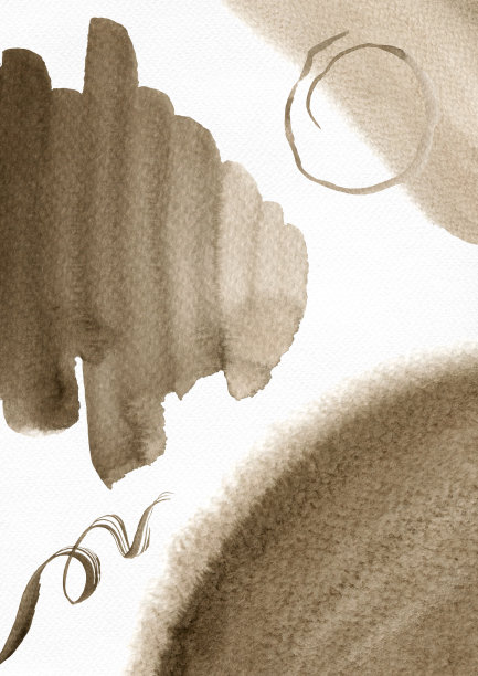 水彩抽象手绘插图与深褐色和阴影纹理形状，线和圆。深褐色和本影照片，人像方向。图片下载