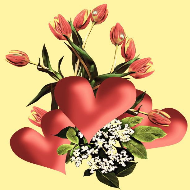 情人节花束，艺术模板。图片下载