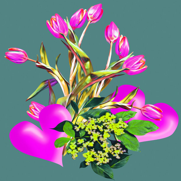 情人节花束，艺术模板。图片下载